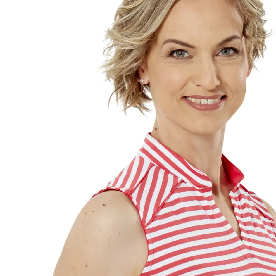 Nancy Lopez Bold Sleeveless Polo Rouge Multi Clearance