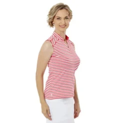 Nancy Lopez Bold Sleeveless Polo Rouge Multi Clearance