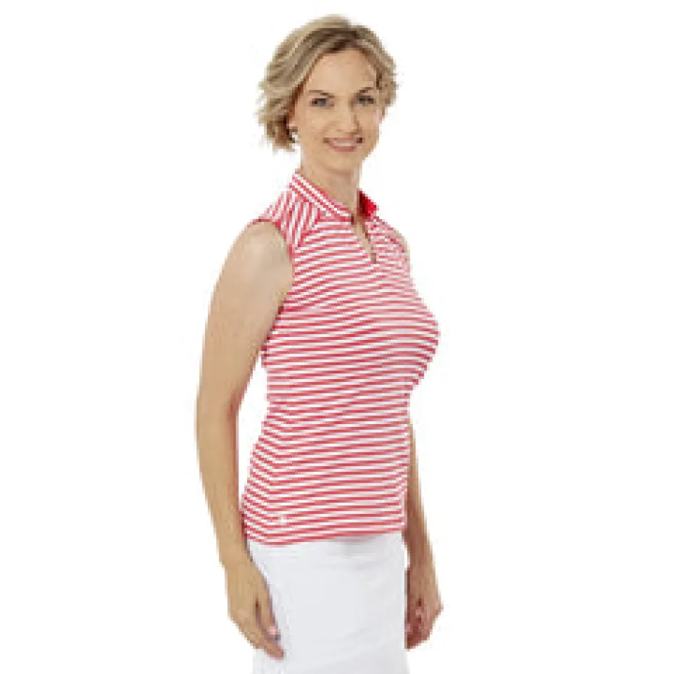 Nancy Lopez Bold Sleeveless Polo Rouge Multi Clearance