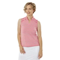 Nancy Lopez Bold Sleeveless Polo Rouge Multi Clearance