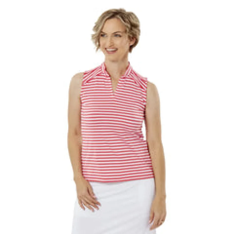 Nancy Lopez Bold Sleeveless Polo Rouge Multi Clearance
