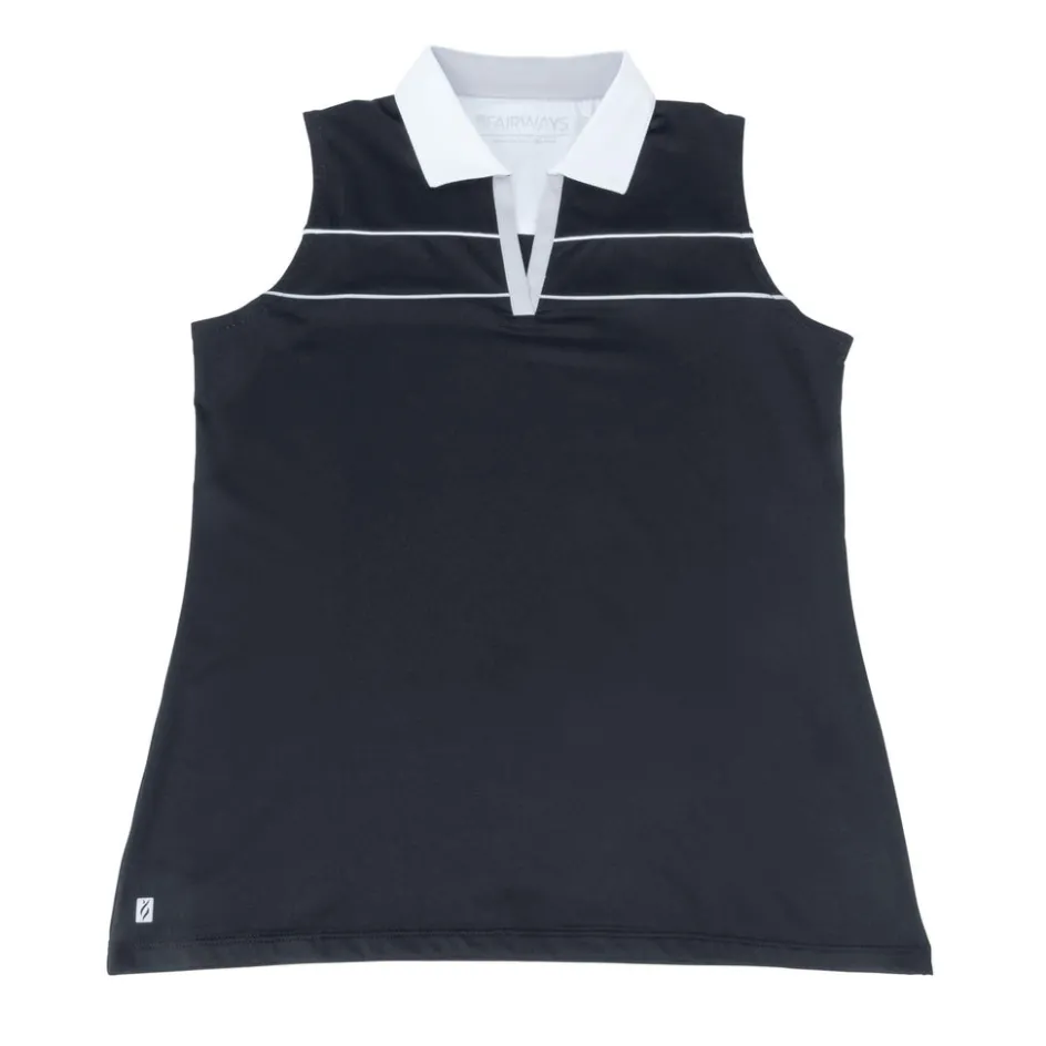Nancy Lopez Crush Sleeveless Polo Black Multi New
