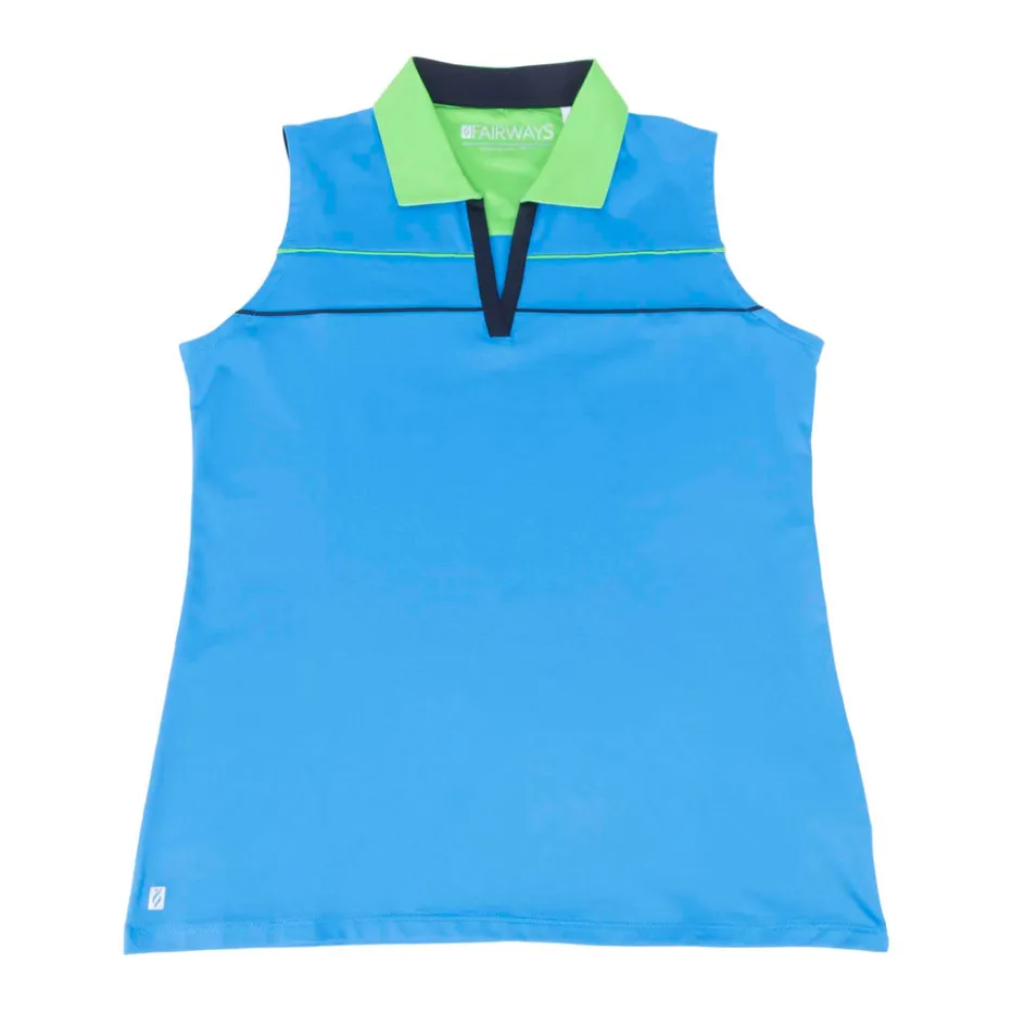 Nancy Lopez Crush Sleeveless Polo Blue Multi Outlet