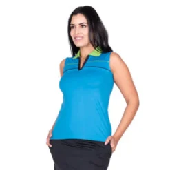 Nancy Lopez Crush Sleeveless Polo Blue Multi Outlet