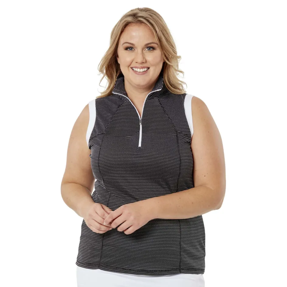 Nancy Lopez Zone Sleeveless Polo Black/White Outlet